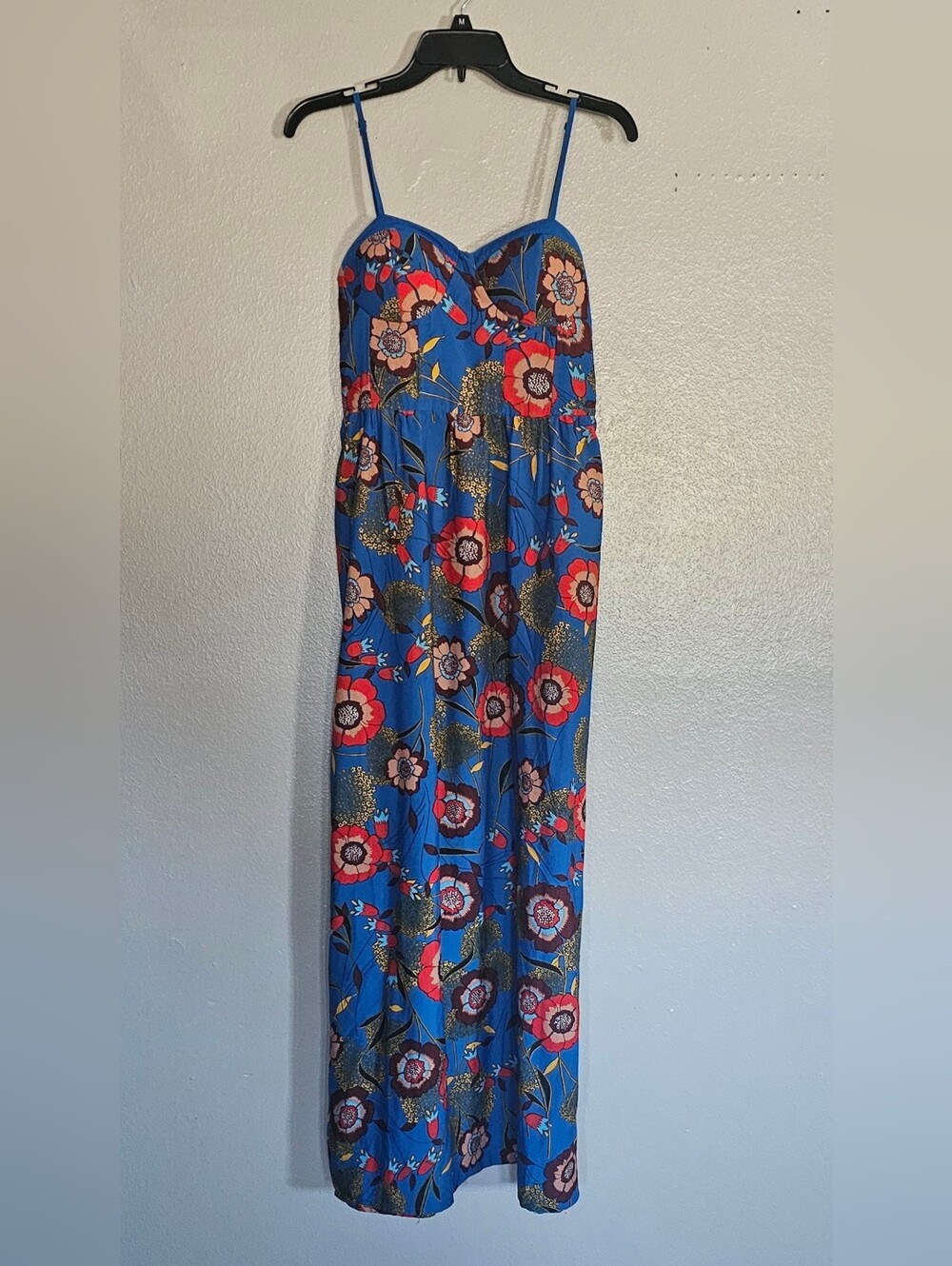 BOG COLLECTION Blue Floral Spaghetti Strap Maxi Dress